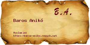 Baros Anikó névjegykártya